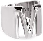 SINGULARU - Letter Signet Personalisierter Ring. Messing mit Rhodium-Beschichtung. Schmuck für Damen. Buchstabe M.