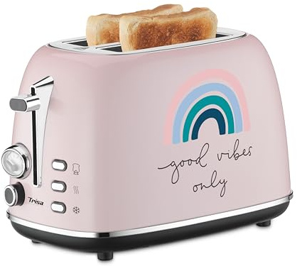 Trisa Toaster Good Vibes, 2 Scheiben Urban Design Graffiti, 800W | 6 Bräunungsstufen, High-Lift für Kleine Scheiben, Inkl. Krümelschublade, Cool-Touch Gehäuse, Stopp-Taste