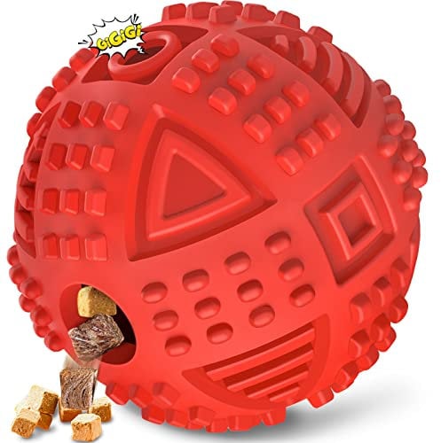 Hundebälle Leckerli-Spender Hundespielzeug, IQ Hundeleckerli-Bälle für, Hunde-Puzzle-Spielzeug für große Hunde, quietschendes Hundespielzeug für Aggressive Kauer, langlebiges Gummi