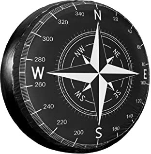 Housse de roue de secours pour voiture, motif boussole imprimé, housse de protection universelle imperméable pour SUV, RV, remorque, accessoires de roue de voiture (70-75 cm)