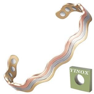 YINOX Magnetisches dreifarbiges geflochtenes Kupferarmband für Damen, 16 cm/8 mm, 16 cm, Kupfer, 16 cm, Kupfer, 16cm, Kupfer