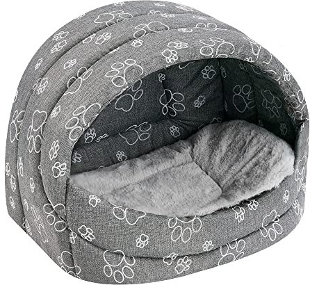 SuperKissen24. Hundehütte Indoor - Hundebett - Hundebox für Kleine Mittlere und Große Hunde und Katzen - Wasserdicht Hundehöhle - Katzenhöhle - 41x30x31 cm - Claw Grau