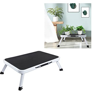 Marchepied pliable 1 marche 30 cm antidérapant en acier avec marches plus larges et plus épaisses, outil pratique pour jusqu'à 150 kg