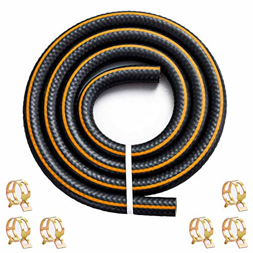 Pronese 6mm Nitrile Rubber (NBR) Fuel Hose - 1m Length, Oil & Heat Resistant, 6 Clamps Included, for Autos & Motorcycles