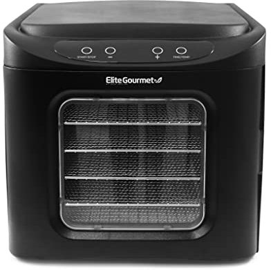 Elite Gourmet, Essiccatore programmabile per alimenti EFD-313B, controllo della temperatura regolabile, per erbe, frutta, verdura, snack, 6 griglie in acciaio inox