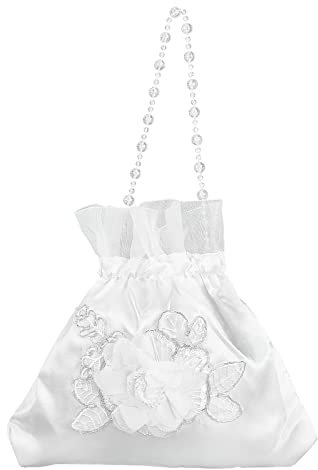 CRASPIRE Boda Novia Bolso Rosa Satén Nupcial Boda Dinero Bolsa Rosa Blanca Bordado Seda Cordón Bolsa con Perla para Dollar Dance Nupcial Monedero Boda Favor Fiesta