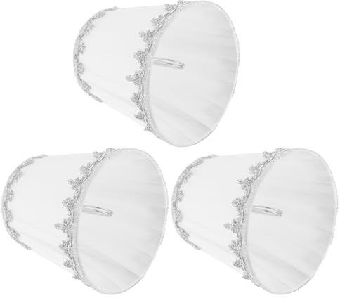3 Stück Stoff Lampenschirm 12 x 11 x 8 cm Weißer Kleiner E14 Clip Kronleuchter Wandleuchte Lampenschirm Tischlampenschirme für Tischleuchter, Wandleuchte, Hotel, KTV Dekor