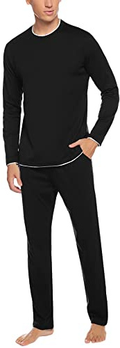 Aseniza Pyjama Homme Hiver Ensembles de Pyjama Coton Manches Longues Vêtements De Nuit Vêtements de Détente Doux Loungewear