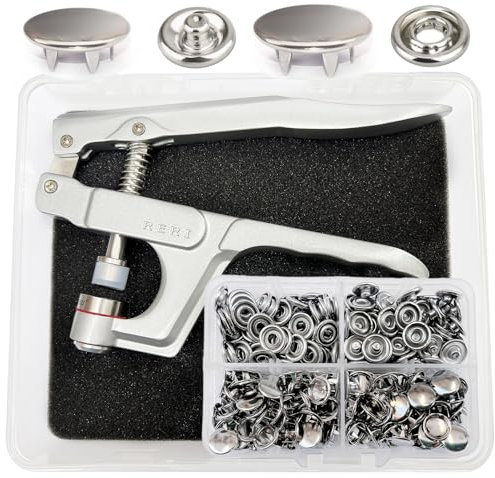 RERI Druckknöpfe Mit Zange, 80set Silber Jersey Druckknöpfe Metall, Druckknopf Set mit Zange, Nähzubehör Buttons Knöpfe zum Annähen Werkzeug Jessey Snaps Für ür Baby Kinderbekleidung Sewing