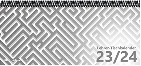 Lehrer - Tischkalender 2023/24: XXL-Tischkalender, Bunt-Kalender Labyrinth grau 14,5 x 32,5 cm, quer, Juli 2023 - September 2024