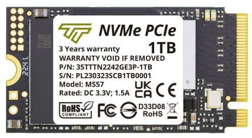 Timetec SSD M.2 2242 da 1 TB NVMe PCIe Gen3x4 3D NAND TLC Velocità di lettura/scrittura fino a 2.100/1.600 MB/s Compatibile con Lenovo Thinkpad E15 / ThinkPad 11e Yoga Gen 6, laptop e desktop