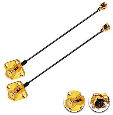 Vecys 2PCS U.F.L1 zu SMA Kabel U.F.L1 zu SMA Buchse Flansch Panel Mount 1.13mm Mini-Koaxial Pigtail Kabel 2 /5CM für Wireless Router Mini PCIE Netzwerkkarten PCI Wi-Fi WAN Repeater