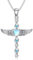 YAFEINI Mondstein Kreuz Kette für Damen 925 Sterling Silber Engel Flügel Halskette Kreuz Schmuck Geschenke für Frauen Mädchen (Kreuz Halskette)