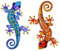 HONGLAND Metal Gecko Wall Decor - Outdoor Indoor Lizard Art Hanging Sculpture, 15 Inch Gecko Glass Decorations for Garden Fence Home(Blue&Orange) - Set of 2