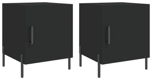 vidaXL Nachttisch 2 STK., Nachtschrank mit viel Stauraum, Kommode für Schlafzimmer, Nachttischschrank Beistelltisch Aufbewahrung Nachtkästchen, Schwarz Holzwerkstoff