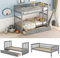 Hochbett 90x200cm Etagenbetten mit Zwei Schubladen,Lattenrost,Rausfallschutz,umbaubar in Zwei Einzelbetten, aus Vollholz massiv,Funktionsbett Kinderbett,Grey