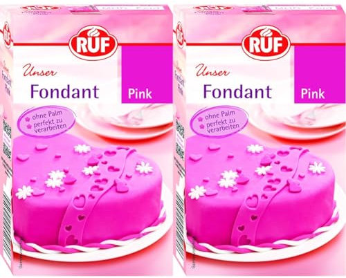 RUF Fondant pink, zum Formen von Figuren, Blumen und Buchstaben geeignet, Modellierfondant, Rollfondant, ohne Palmöl, glutenfrei und vegan, 250g (Packung mit 2)