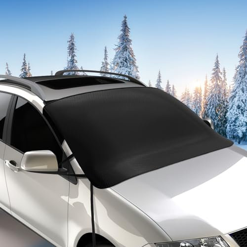 Frontscheibenabdeckung Winter, Windschutzscheibenabdeckung Faltbare, Scheibenabdeckung Auto Winter, Frostschutz Auto Frontscheibe für Wintergegen gegen Schnee, Frost, EIS, Staub, Sonnenschutz