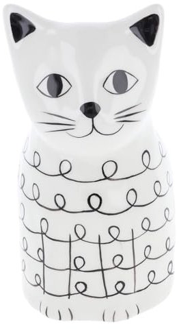Shudehill Giftware Pot de Fleurs Haut Motif tête de Chat Souriant Blanc et Noir