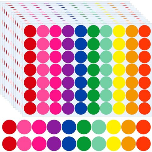2800 Stück Klebepunkte Bunt 20mm Punktaufkleber Runde Aufkleber Rund Farbige Klebepunkte Etiketten Markierungspunkte Bunte Selbstklebende für Kalender Büro Schule -10 Farben