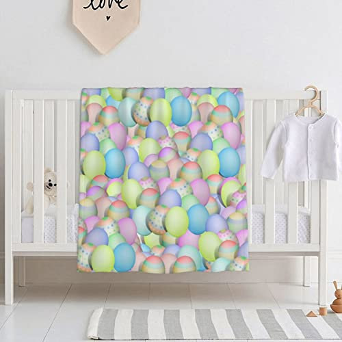 Babydecke für Jungen und Mädchen, hübsche pastellfarbene Ostereier, superweiche, bequeme Kleinkind-Baby-Neugeborene, doppellagige Decke, Duschgeschenke für Kinderwagen und Kinderbett, 76,2 x 101,6 c