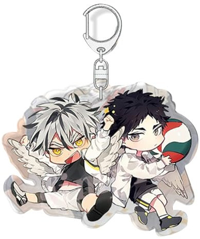 acsewater Hinata Shouyou Cartoon Charakter Anime Schlüsselanhänger Tobio Kageyama Oikawa Tooru Acryl Schlüsselanhänger Cute Cartoon Anhänger Tasche Zubehör Schlüsselring