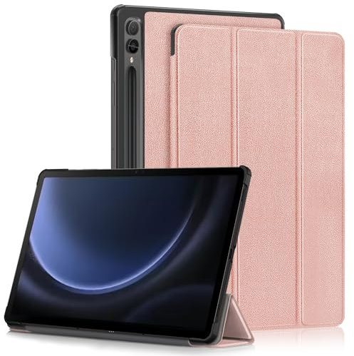 Yiernuo Custodia per Samsung Galaxy Tab S9 FE+/Tab S9 FE Plus/Tab S9 Plus 12,4 Pollici SM-X610/X616 X810/X816B/X818U Tablet,Ultra Sottile Cover con Funzione Supporto e Auto Sveglia/Sonno,Oro rosa