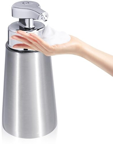 Automatischer Seifenspender, 304SS Schaum Hand Seifenspender, 300ml wiederaufladbarer berührungsloser Geschirrspender mit Infrarot-Sensor, Geeignet für Badezimmer, Küche (Silber)