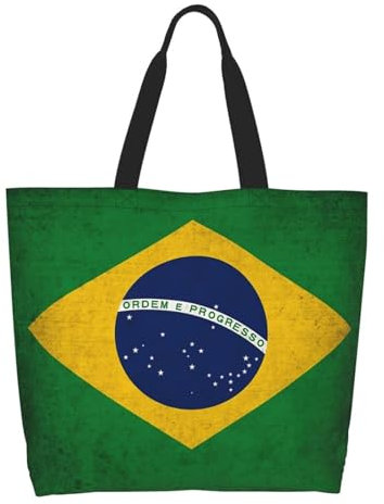YSBYEIU Süße Flaggen-Tragetasche für Damen und Herren, Geschenk, groß, wiederverwendbar, Einkaufstasche für Strand, Reisen, Fitnessstudio, Yoga, Brasilien-Flagge_b1469501, Einheitsgröße
