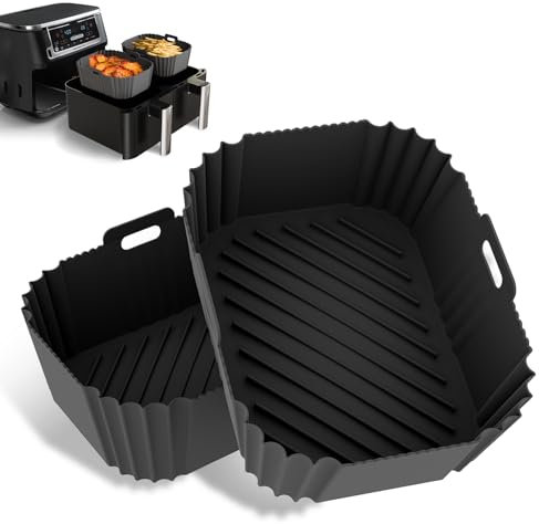 Ninja Lot de 2 doublures de friteuse à air comprimé en silicone anti-adhésif pour friteuse à air Ninja DZ201/DZ401 DZ550 8 à 10 QT, plaque de cuisson pour friteuse à air comprimé Ninja COSORI 2,
