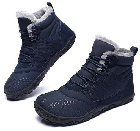 Scarpe Barefoot Stivali Invernali Stivali Neve Uomo Donna Impermeabile Caldo Scarpe Trekking Stivaletto Outdoor Doposci Resistente Antiscivolo Comode Unisex Blu WU42