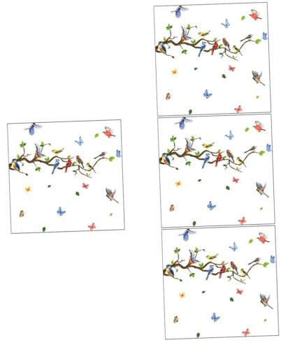 STOBAZA 4blätter Vogelschwarm Wandtattoo Bunte Papageien Und Äste Dekorative Wandaufkleber Für Wohnzimmer Schlafzimmer Kinderzimmer Einfache Anwendung Glatten Oberflächen Selbstklebend