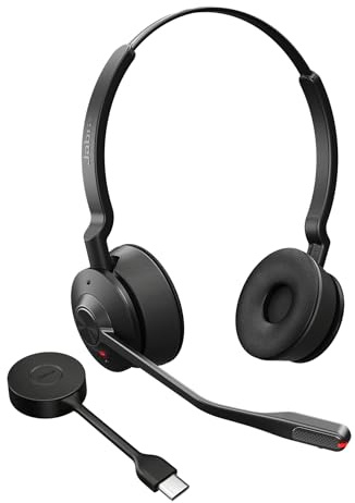 Jabra Engage 55 SE Stereo-Headset UC, Link 400c DECT-Adapter USB-C, 1,2 m Kabel, Tragetasche, Garantie und Warnung (Sicherheitsbroschüren)