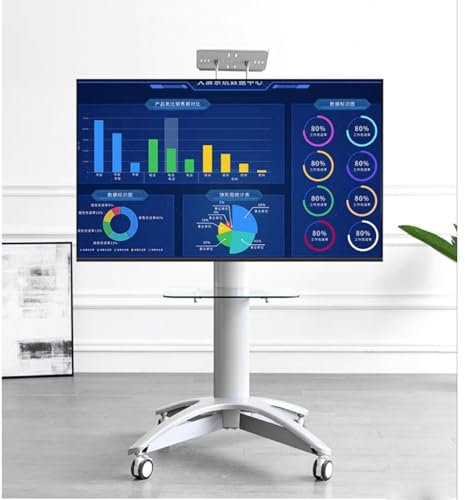 QICBYING Chariot TV Mobile avec roulettes – Support TV Portable Au Sol, pour Téléviseurs LCD/LED De 32 À 70 Pouces, avec Plateau, Chariot TV Roulant pour Affichage Domestique avec Hauteur Réglable