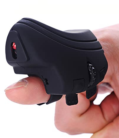 Generic Bluetooth Finger Mini Mice, Rechargeable Pocket Ring Mouse, 2.4GHz Wireless, 3-Button, Black, Portable, Ergonomic Trackball Mouse for Small Desk & Home Office