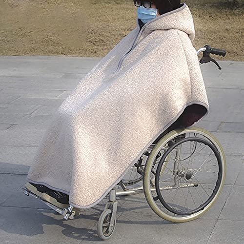 DZZTHSH Rollstuhldecke Winter Warmdecke für den ganzen Körper, winddichter Rollstuhl Umhang Poncho mit Kapuze, Fleece gefütterte Reise Thermodecke für kaltes Wetter