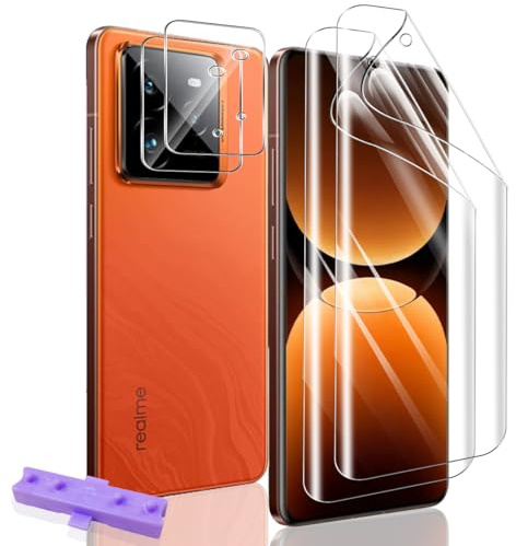 Yiunssy Protector de Pantalla Para Realme GT 7 Pro 5G y Lente de Cámara Cristal Templado [2+2 Piezas], HD Antiarañazos Protector de Pantalla para Realme GT 7 Pro 5G