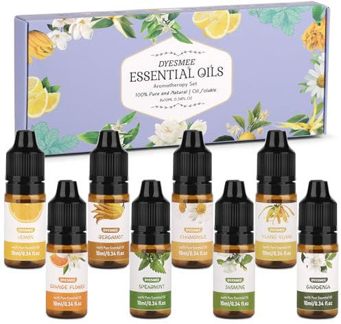 DYESMEE Ätherische Öle Set, 8 x 10ml Aromatherapie Duftöl für Diffusor, Reines Natürliches Duftöl Geschenkset, Aromaöl für Luftbefeuchter, Massage, Wäsche, Seifenherstellung, Kerzenherstellung, Serie2