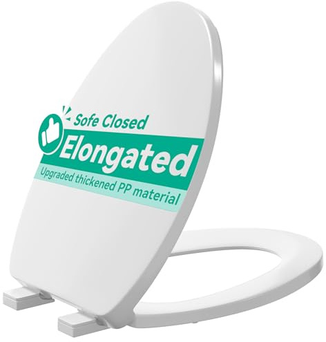 PUKANIUM V-Shape Toilet Seat Elongated, Quiet-Close Lid