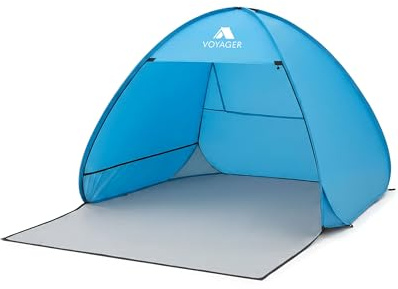 Voyager Beach Tent – Super Easy Pop-Up, Large Space, UPF 50+ UV Protection, Premium Quality, Lightweight & Portable, Versatile Outdoor Shade, 2-Person, Compact Folded Size-Blue