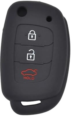 JUNPIY 3 Buttons Silicone Car Key Case Cover Keyless Remote Fob, for Hyundai, for Elantra, Tucson i40 i20 i10 iX35 iX45, Creta, Santa fe H-1 Car Key Case(Type 1)