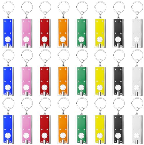 24 portachiavi a LED, quadrati, 12 lumen, per bambini, torcia portatile per campeggio, emergenze, compleanno dei bambini, feste
