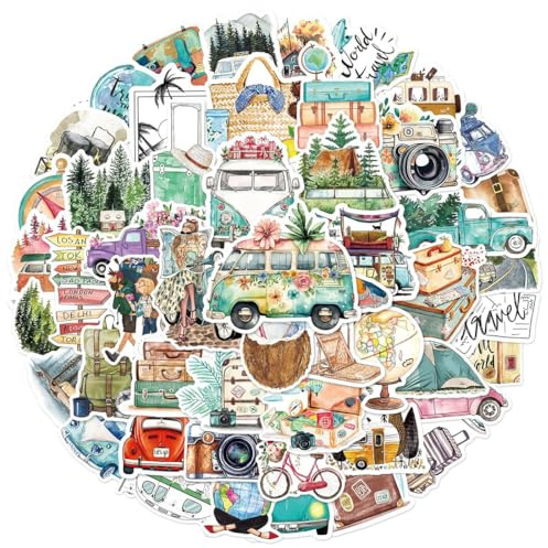 JYNVO 100 Stück Reise-Sticker, Aufkleber für Reisetagebuch und Fotoalbum, Aesthetic Stickers impermeabel, Decorative Aufkleber für Scrapbooking & Tagebuch