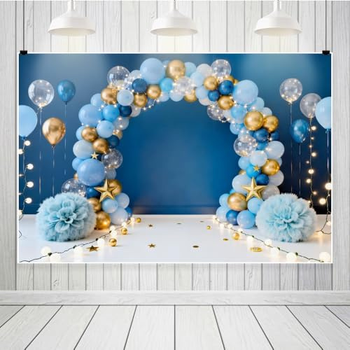 Blue Balloons Backdrop 6x4ft Fabric Baby Birthday Party Decoration Newborn Baby Photography Baby Cake Smash Backdrop