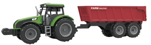 TACHAN - Tractor Verde con Remolque Desmontable - Escala 1:32 - Luces y Sonidos (CPA Toy Group 702T01053)