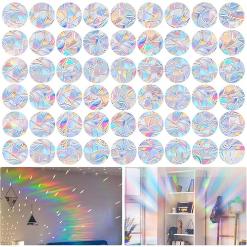 Muorruo 96 round window stickers to prevent bird collisions, anti-collision decals to protect birds from impacts, non-adhesive, reusable vinyl rainbow window stickers