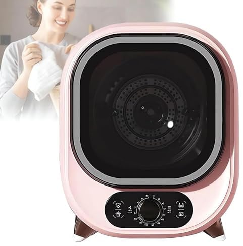 Secadora de Ropa Pequeña, Mini Secadora de Condensación Portátil de 0,8 kg, Secadora Compacta para Apartamentos, Montaje en Pared o Encimera(Pink)
