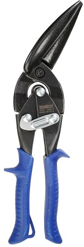 MIDWEST Blackout Power Cutters Long Cut Snip - Straight Cut Offset Tinner Shears, Made In the USA - MWT-6516O