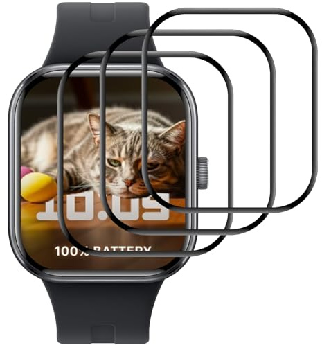 IQShield Protection Écran pour Xiaomi Redmi Watch 5, 3 Pièces Haut Définition Verre Trempé, Vitre Protection de Anti Rayures, 3D Couverture Complète, Anti-Empreintes