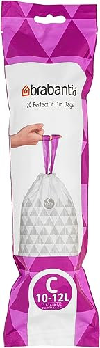 Brabantia Size C PerfectFit Bin Liners 10-12 Litre 40 Bags, 2 x Rolls of 20